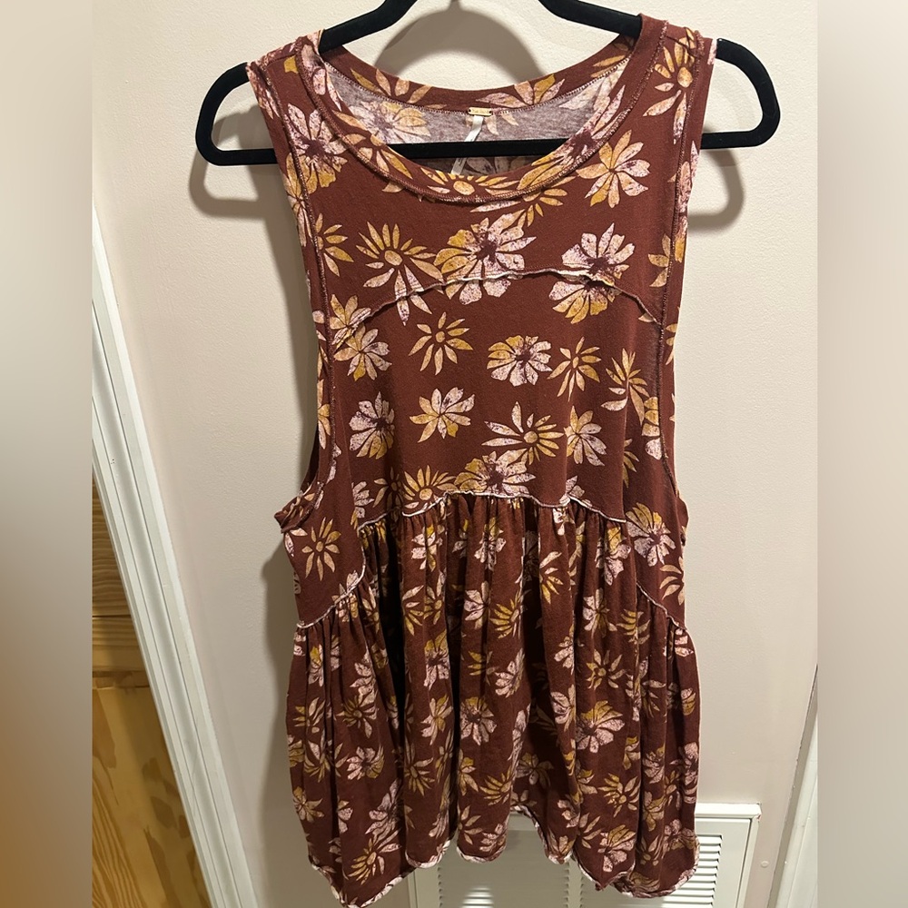Free People Yellow Cream Tiered Tank Top